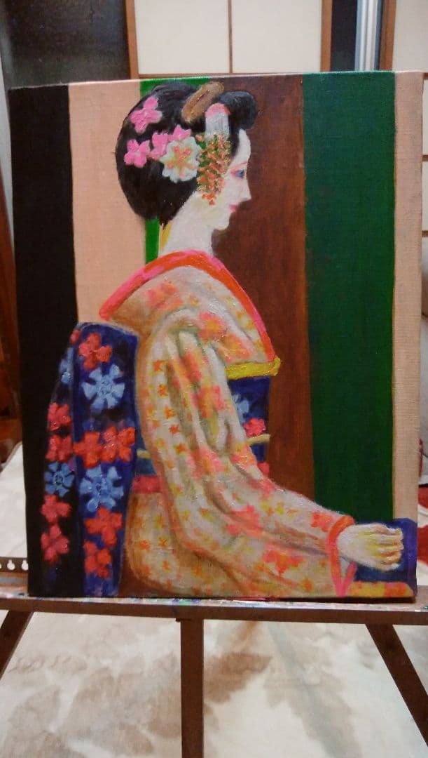 女性の肖像 日本画 カラフル