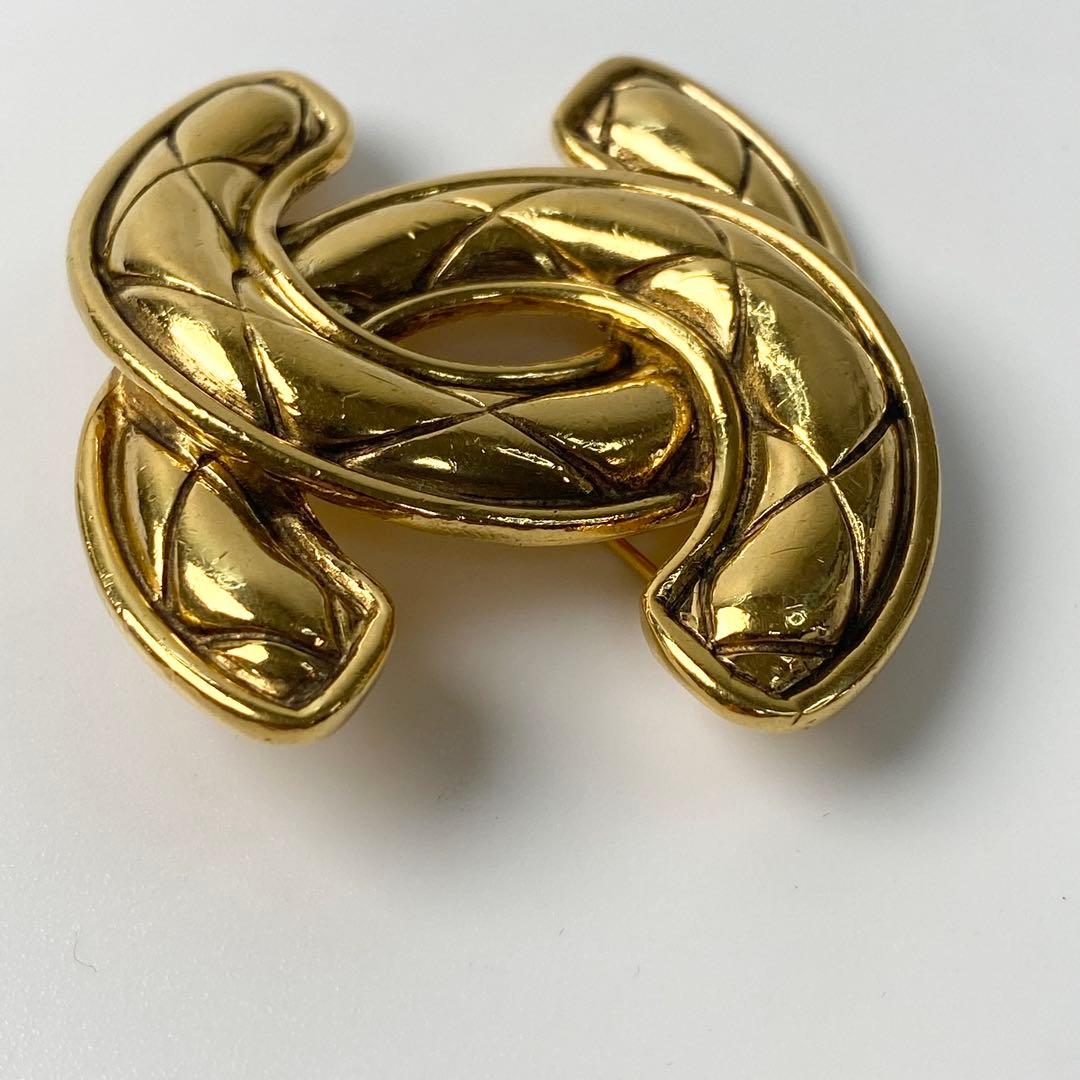 シャネル CHANEL ココマーク マトラッセ ゴールド ブローチ