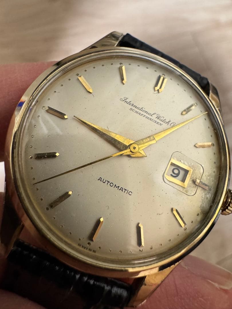 IWC オールドインター自動巻 金張（ゴールドキャップ／いわゆる厚張） デイト