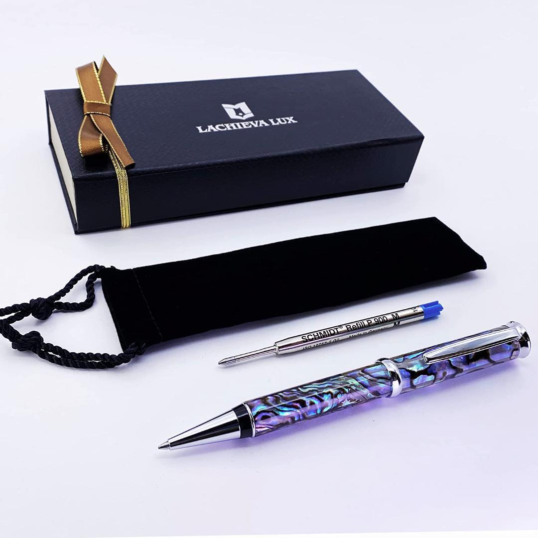 匿名配送　LACHIEVA LUX高級筆記具 天然貝殻 鮑 アワビ油性ボールペン