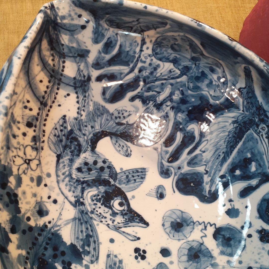 林和一作 海老紋呉須片口大鉢❤️