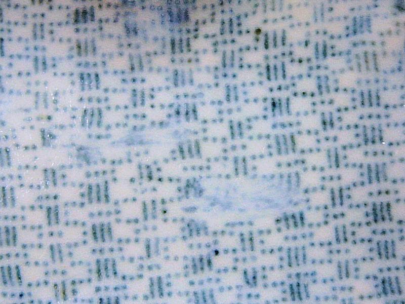 古伊万里　染付　型刷印判　幾何学文様の図　変形皿　江戸期C449 AS-CWe