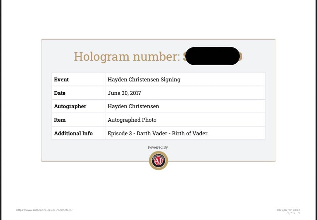 年末特価）ヘイデン・クリステンセン　イアン・マクダーミド　スターウォーズ　サイン