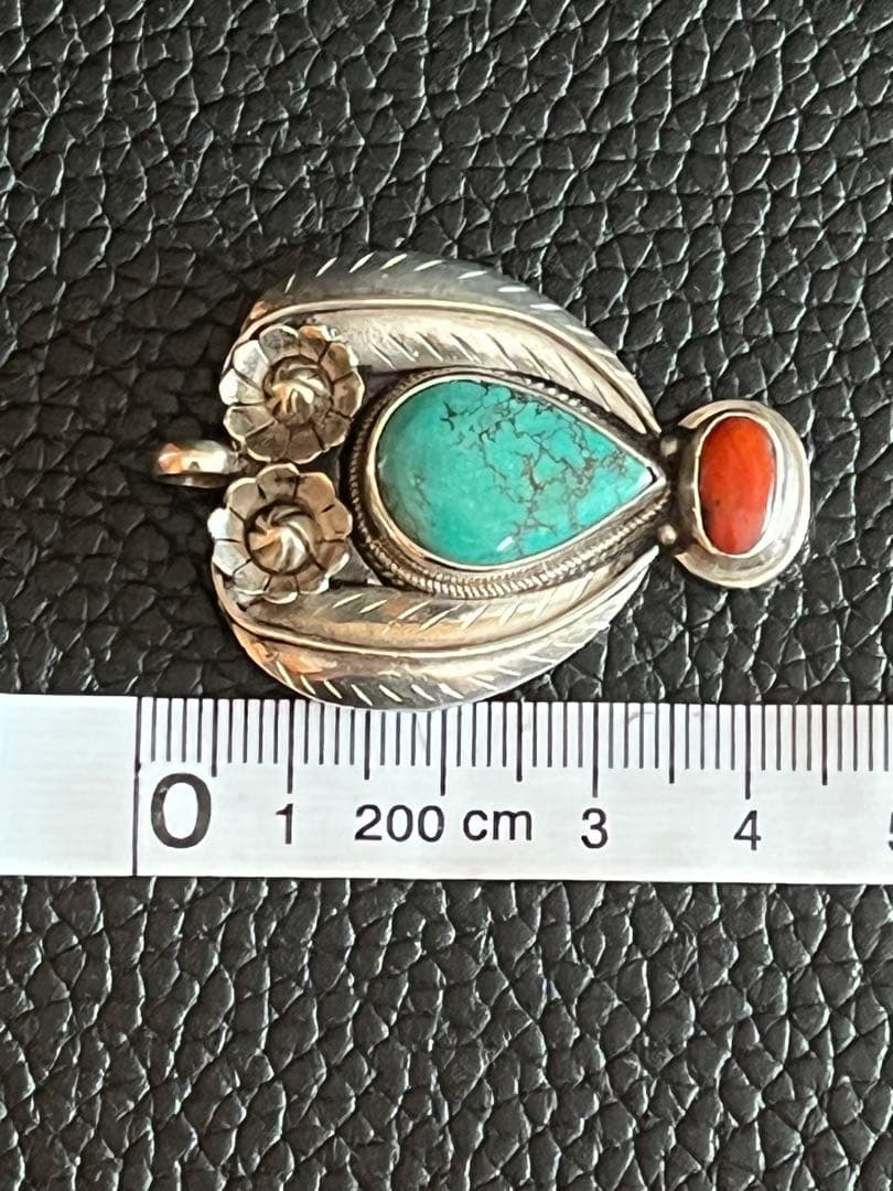 navajo ZUNI ターコイズ コーラル 925 トップ フラワー