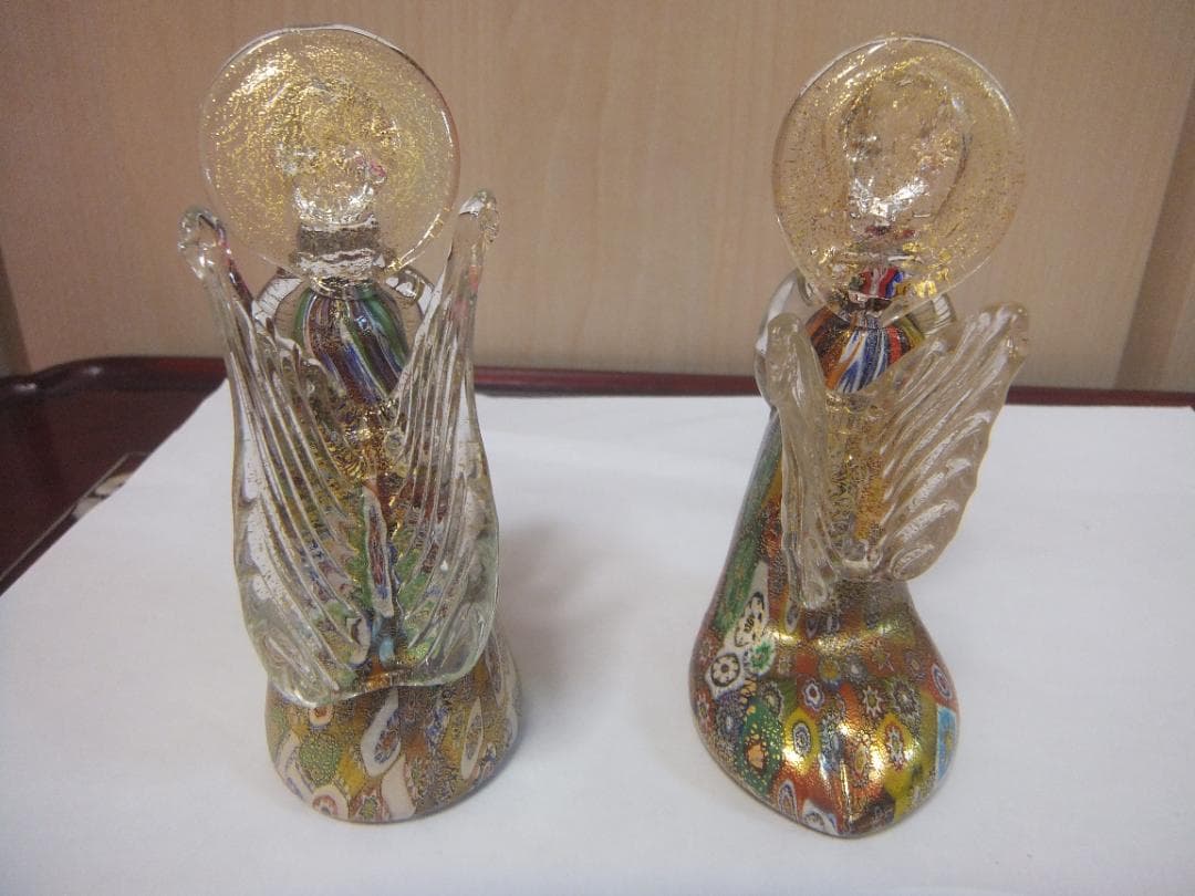 ベネチアングラス、飾り物、天使、ペアー
