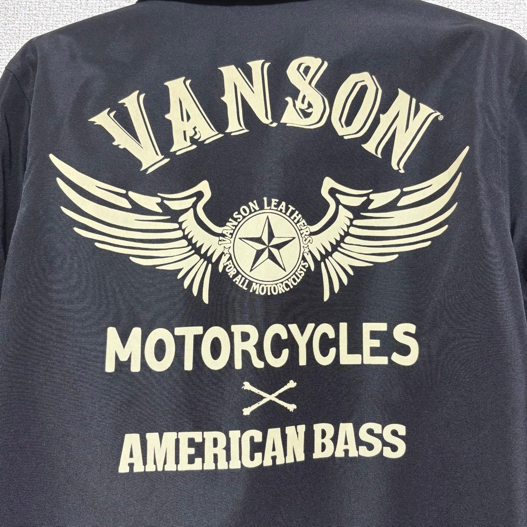 VANSON × AMERICAN BASS ナイロン コーチジャケット 黒