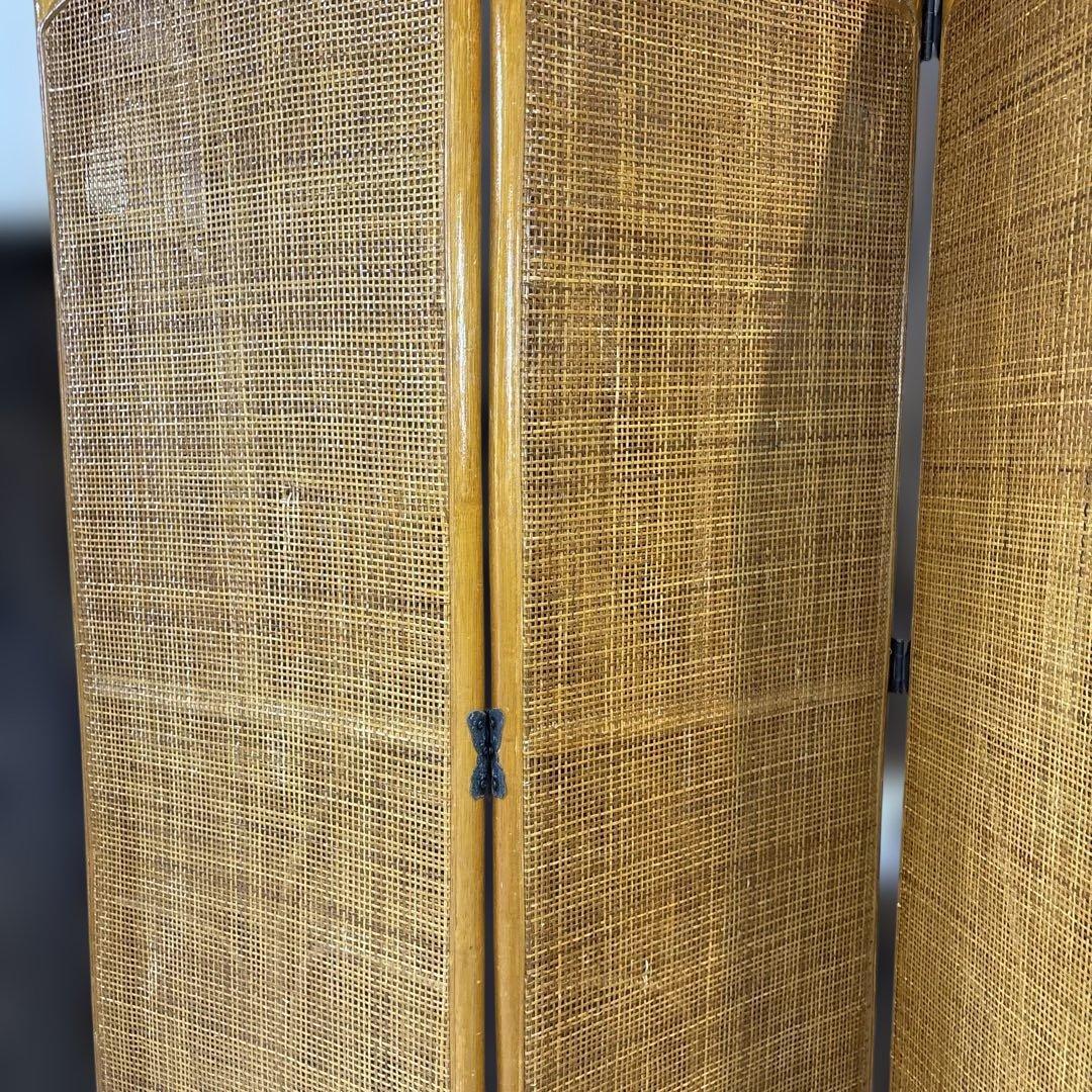 籐 ラタン 4連パーテーション 昭和レトロ 籐　間仕切り　衝立