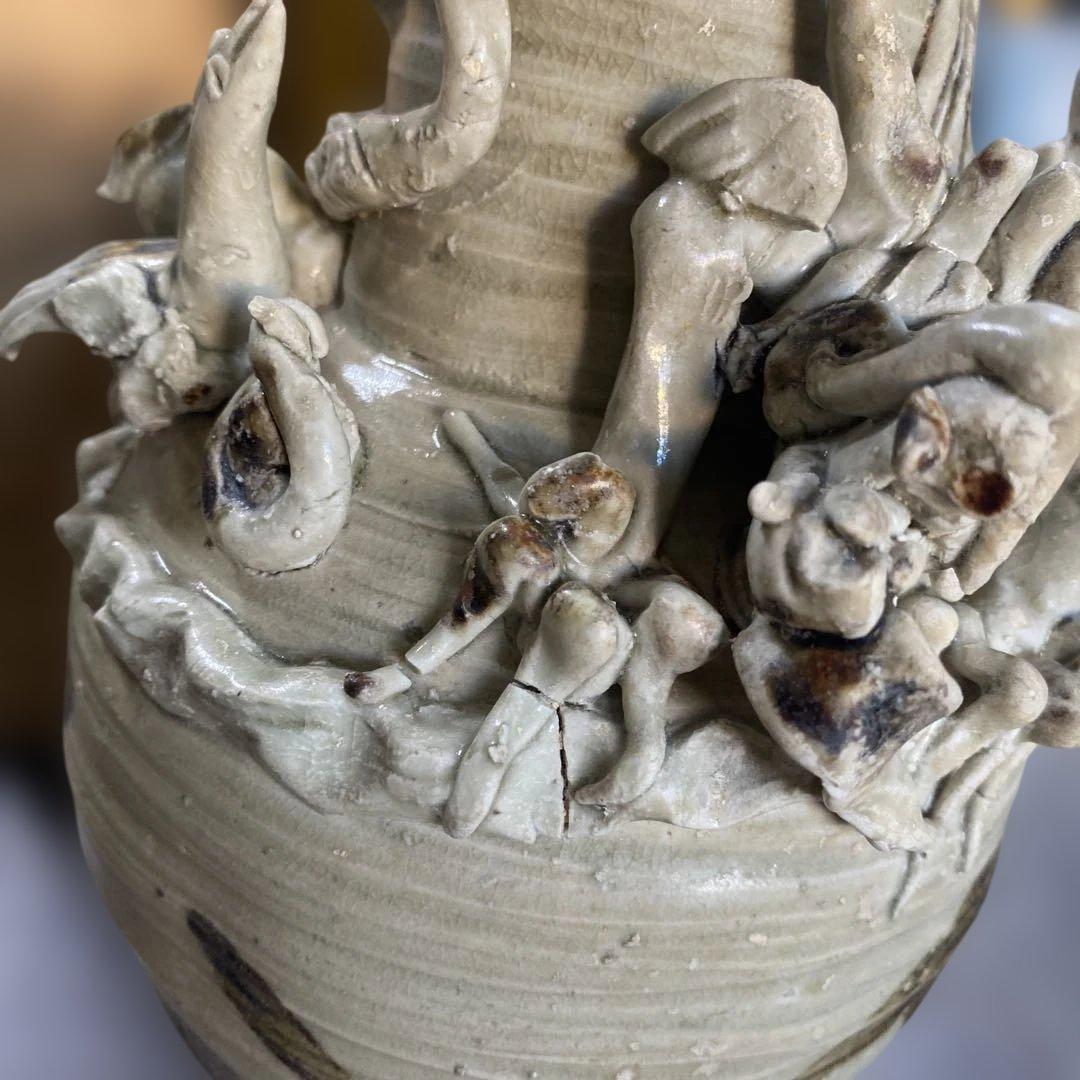 中国美術　骨董品　人物壺　貴重　箱付き