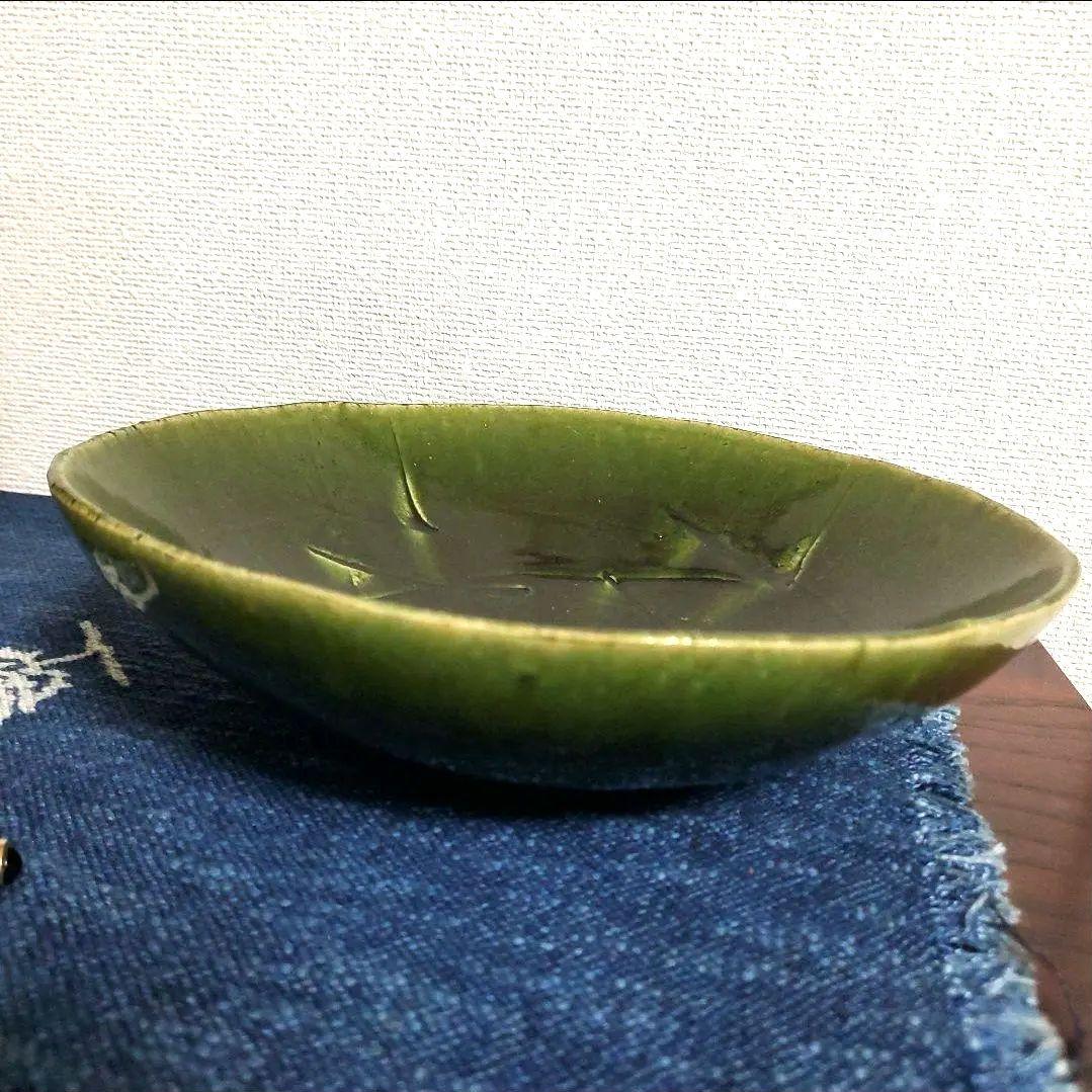織部焼■大皿　深鉢　深皿　盛鉢　盛付け　盛皿　深鉢皿　グリーン　作家物　花器