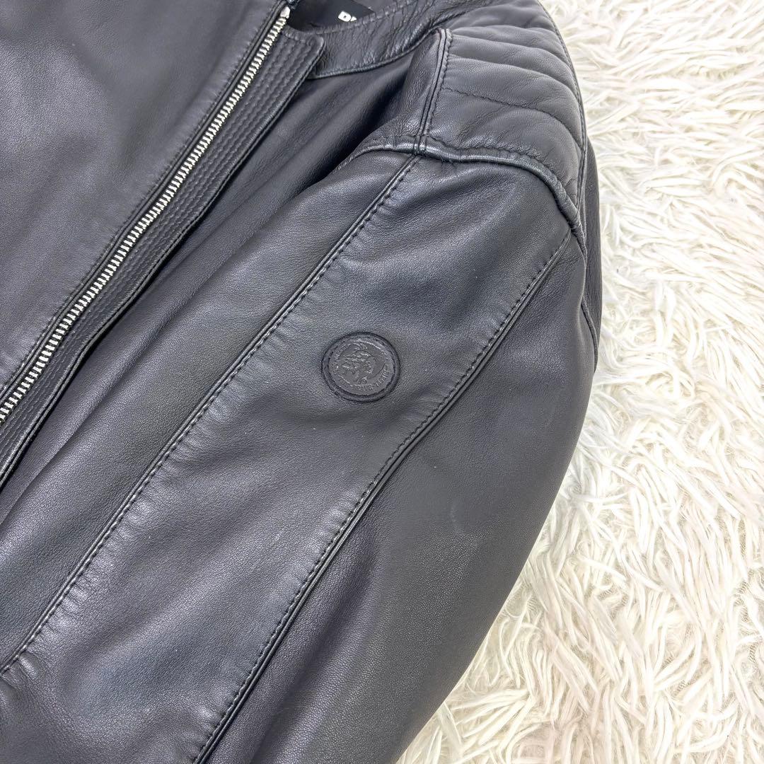 メカサイズ！XXL！ ディーゼル ラムレザー シングル ライダースジャケット 黒