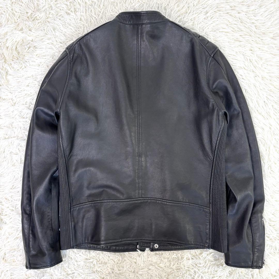 メカサイズ！XXL！ ディーゼル ラムレザー シングル ライダースジャケット 黒