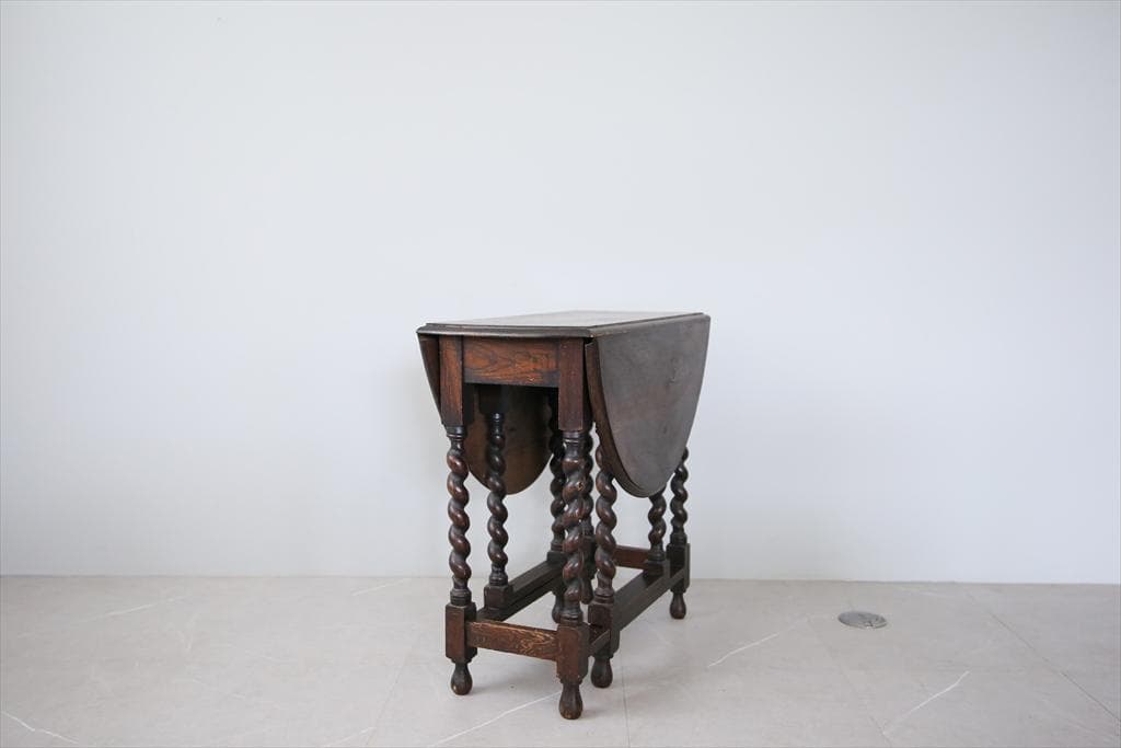 英国アンティーク木製ゲートレッグテーブル/ダイニング机バタフライ(89-178)