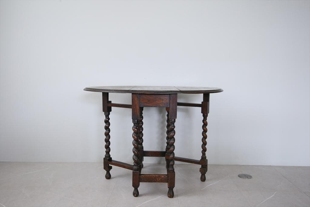 英国アンティーク木製ゲートレッグテーブル/ダイニング机バタフライ(89-178)