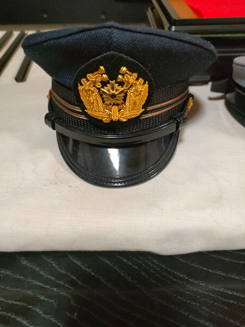 【希少】警察官帽子　ミニチュア　セット　2点　組み立て式ケース付　昭和レトロ