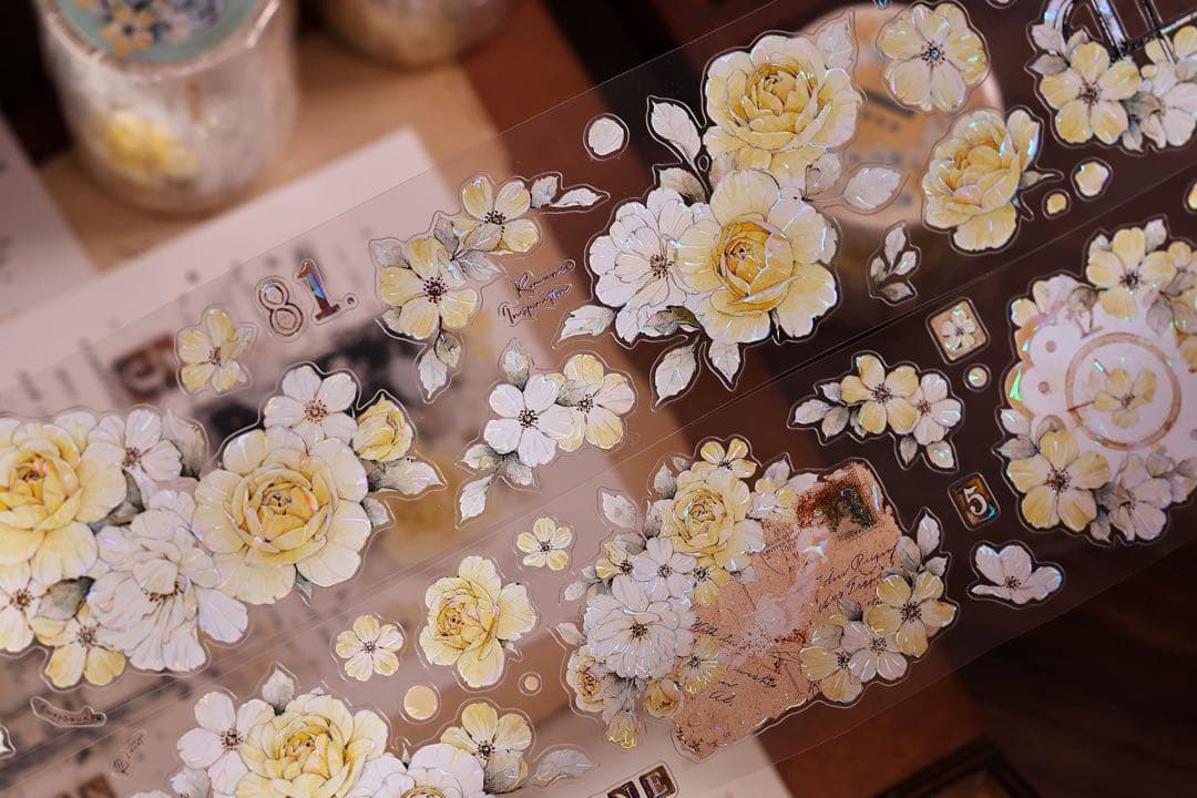 ⭐️SALE⭐️小白家文創《黄玫瑰》海外マスキングテープ マステ 【2745】