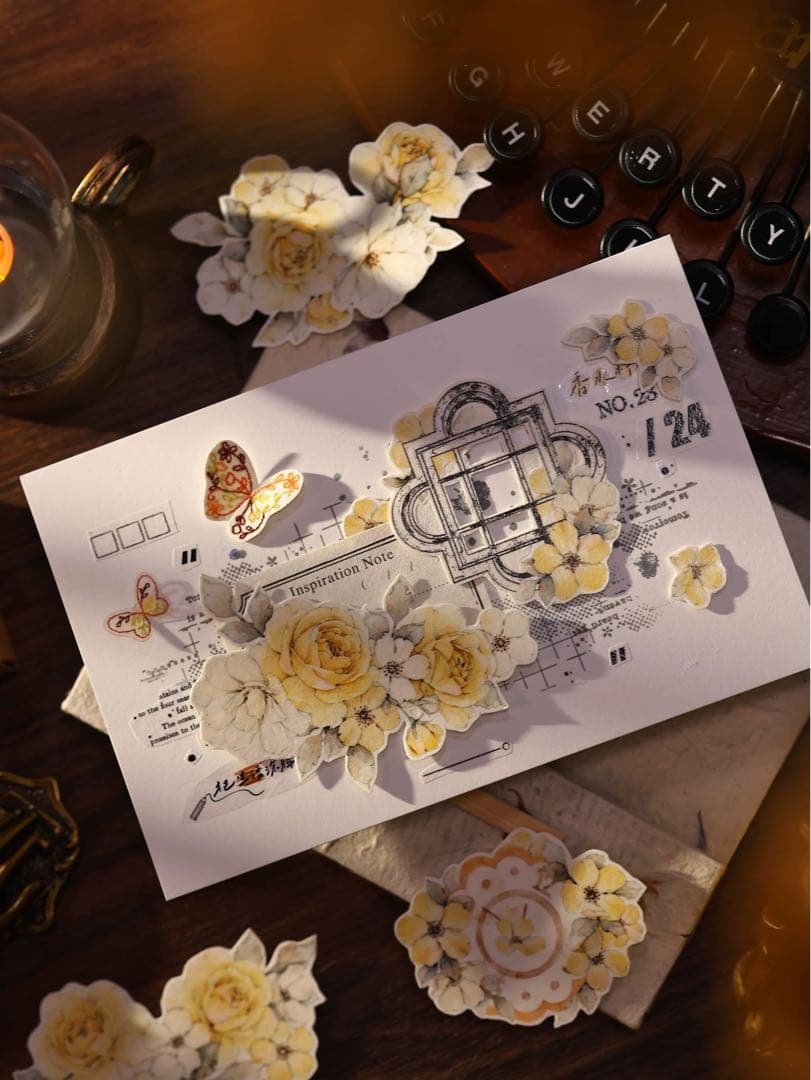 ⭐️SALE⭐️小白家文創《黄玫瑰》海外マスキングテープ マステ 【2745】