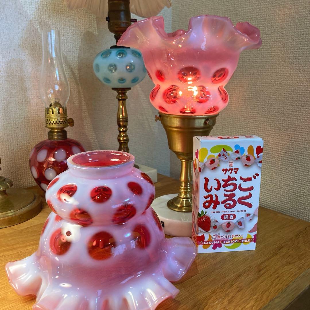 （専用）フェントン　1940年　オパールセント　ランプシェード　ドット