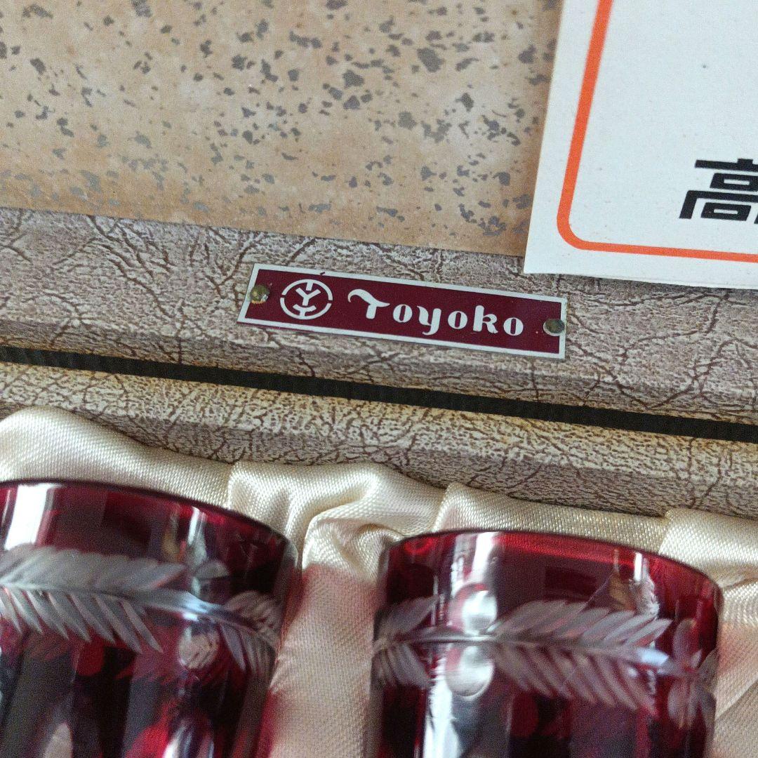 【昭和アンティーク】江戸切子（赤被せ）ショットグラス6個セット