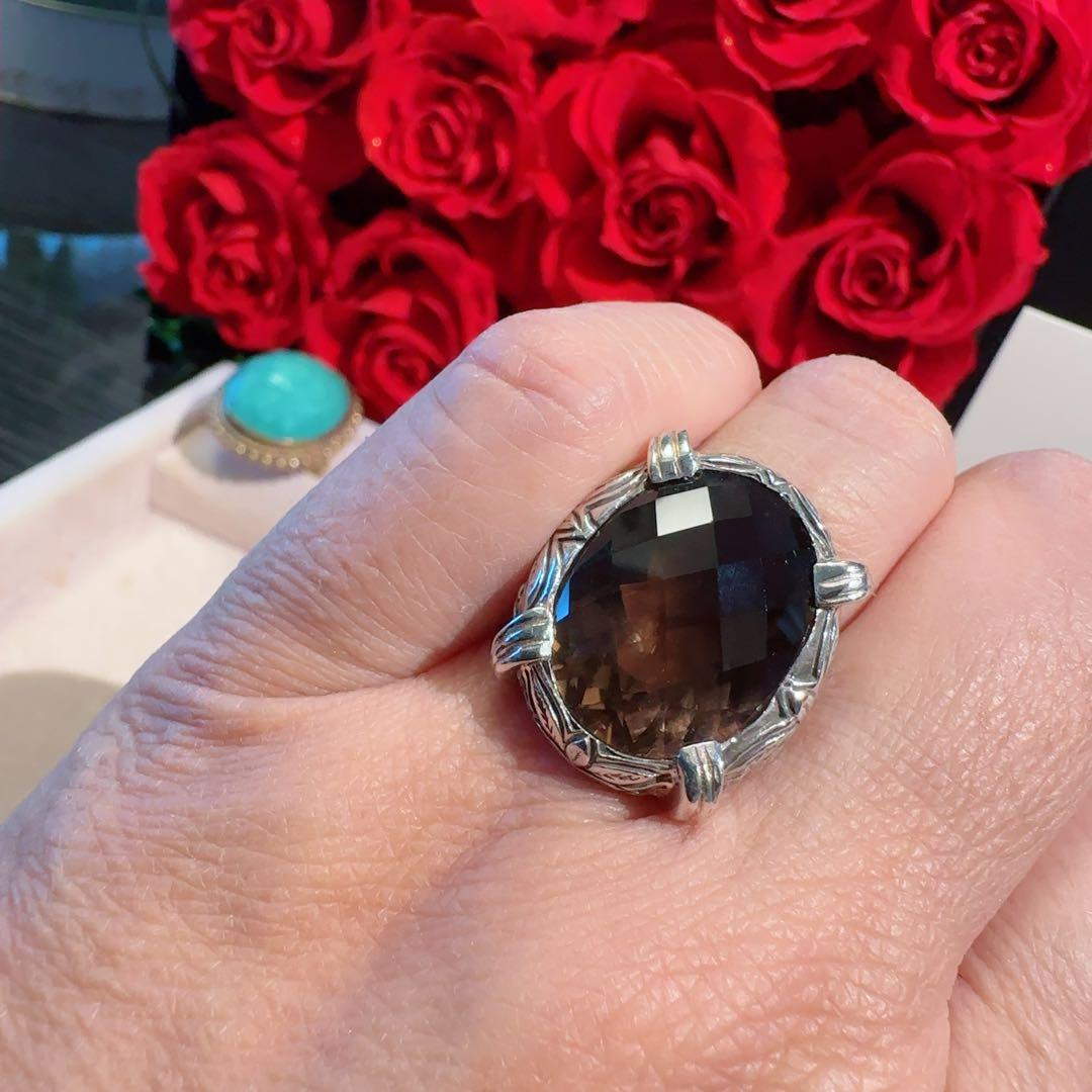 スティーブンデュエック　美しい大粒 煙水晶のヴィンテージリング　シルバー