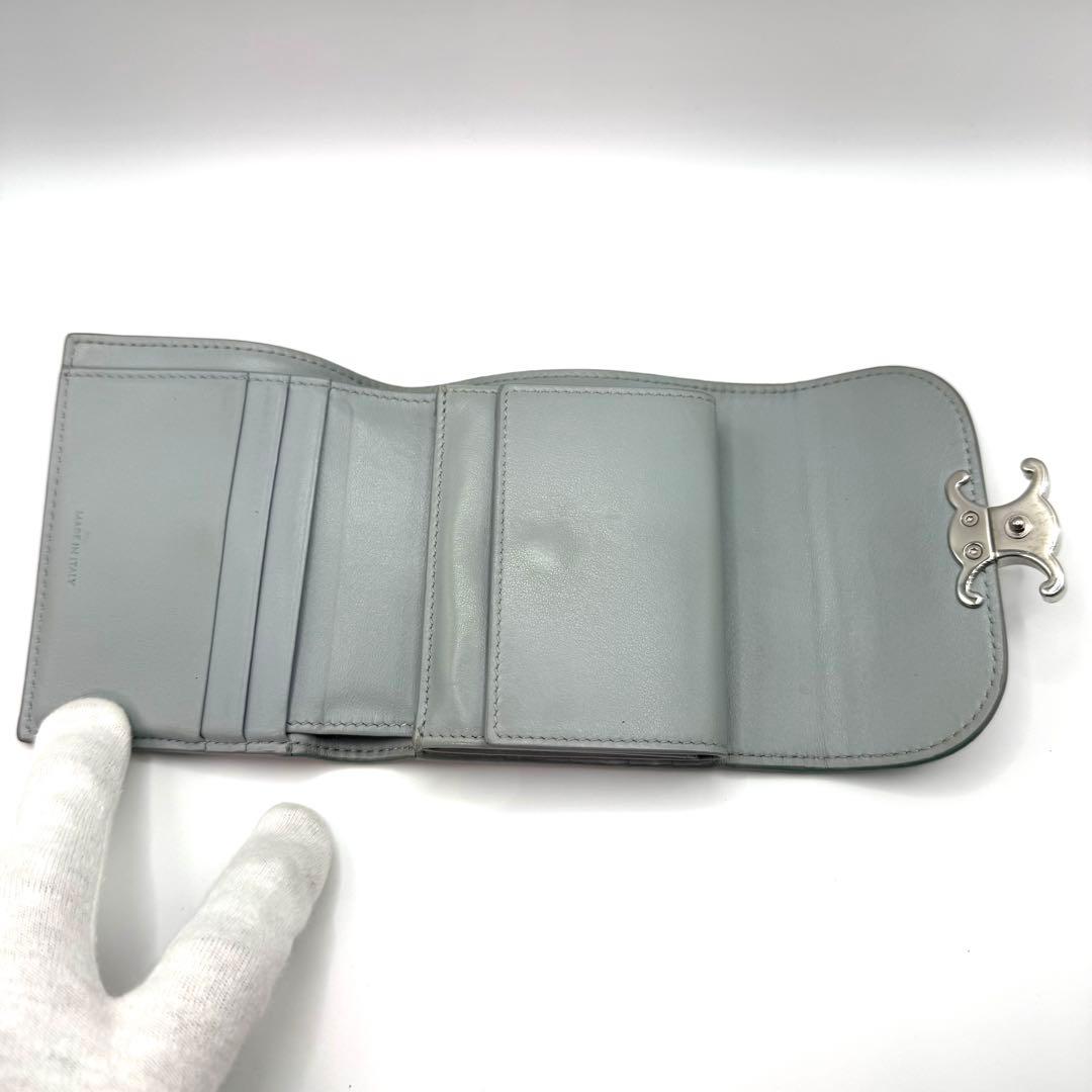 セリーヌCELINE トリオンフ スモールトリフォールド 3つ折り財布 グレー