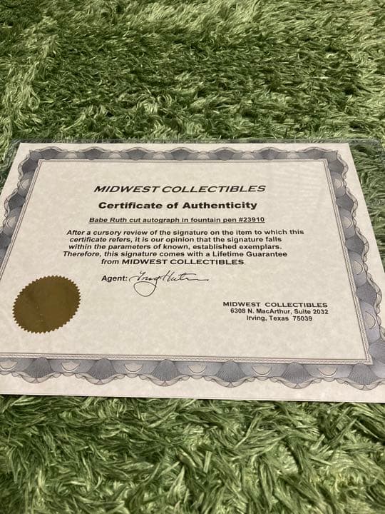 【超稀少】ベーブルース  直筆サイン　フォト　証明書付き