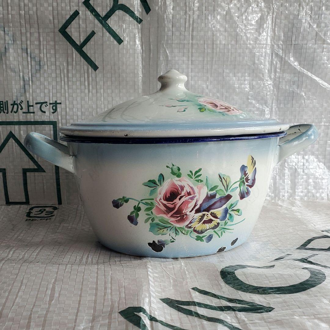 フランス　アンティーク　ホーロー　キャセロール