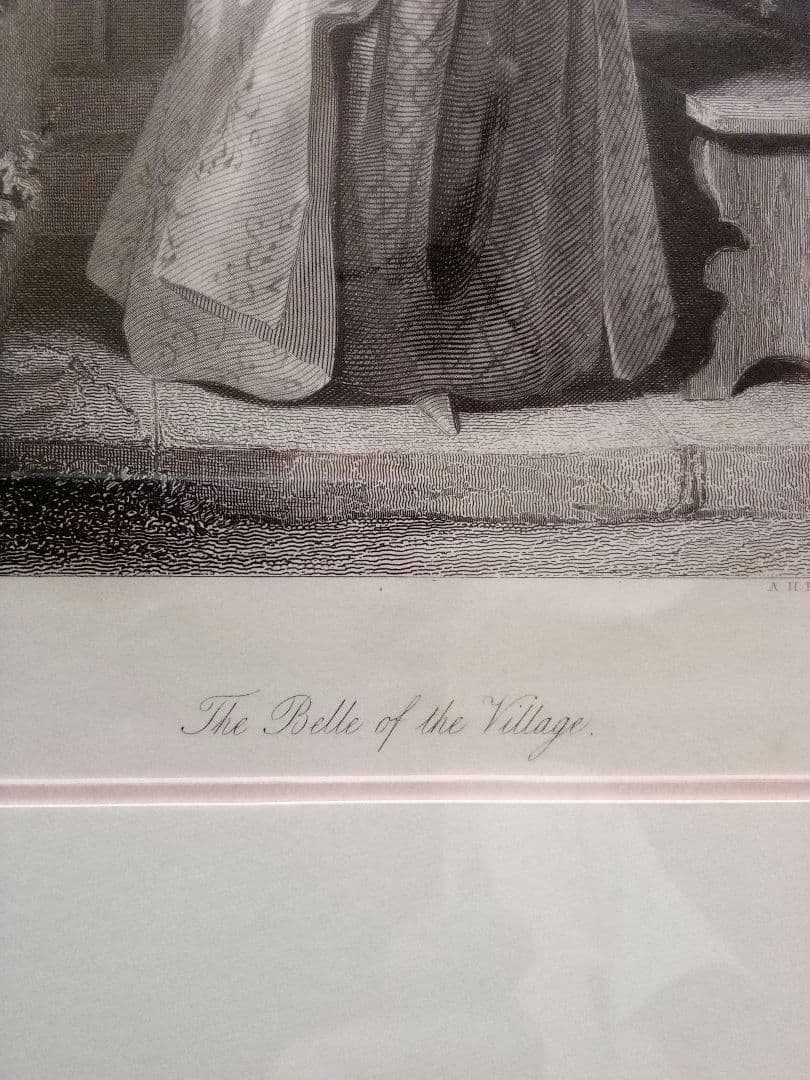 イギリス 銅版画 (エッチング技法) 婦人像