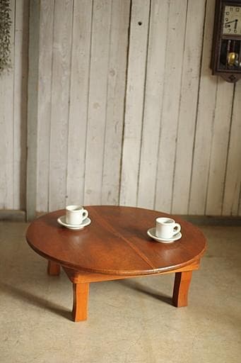 古い小ぶりな折り畳み丸テーブル　ちゃぶ台　古家具　古民家　古道具