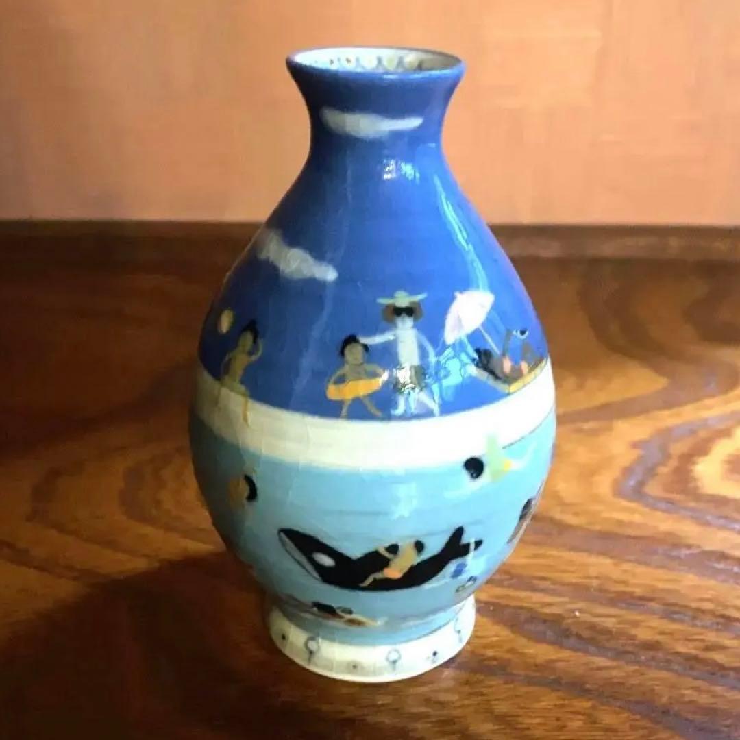 希少！スナフジタチサト作愛らしい遊泳陶芸徳利花器（検Loeweロエベ鹿児島睦