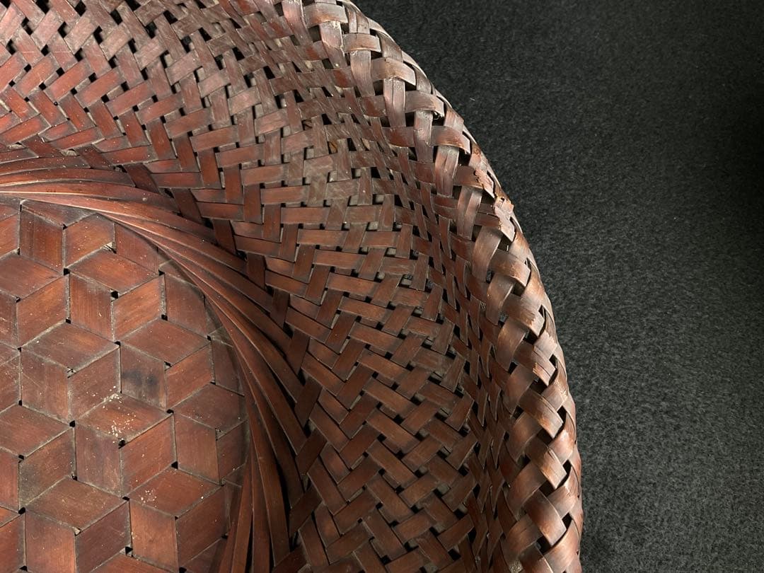 田辺竹雲斎造　竹籠　菓子籠　竹細工　茶道具　煎茶道具　径約28cm