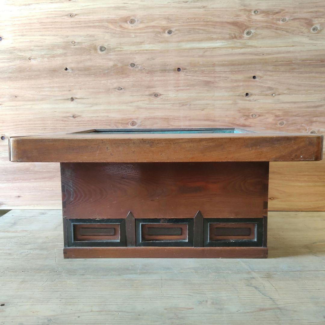 欅製 関西火鉢 長火鉢 骨董 アンティーク 火鉢