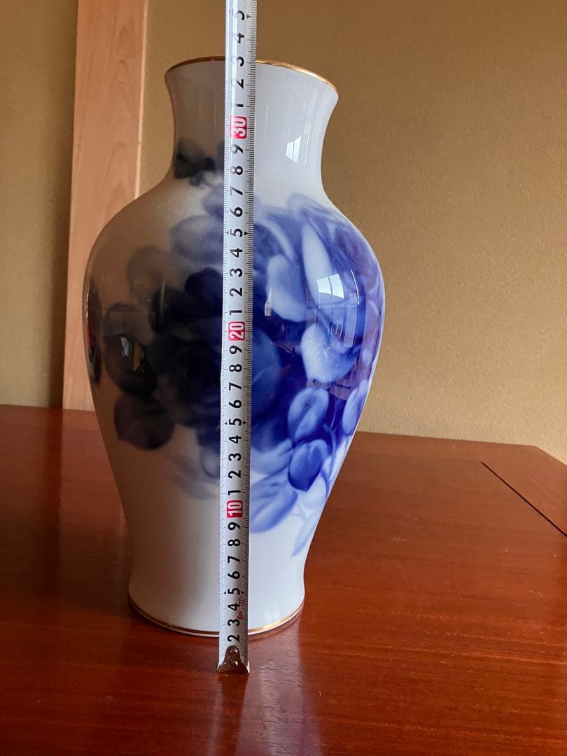 【昭和レトロ】最終値下げ‼️大倉陶園★陶磁器 花瓶 ブルーローズ