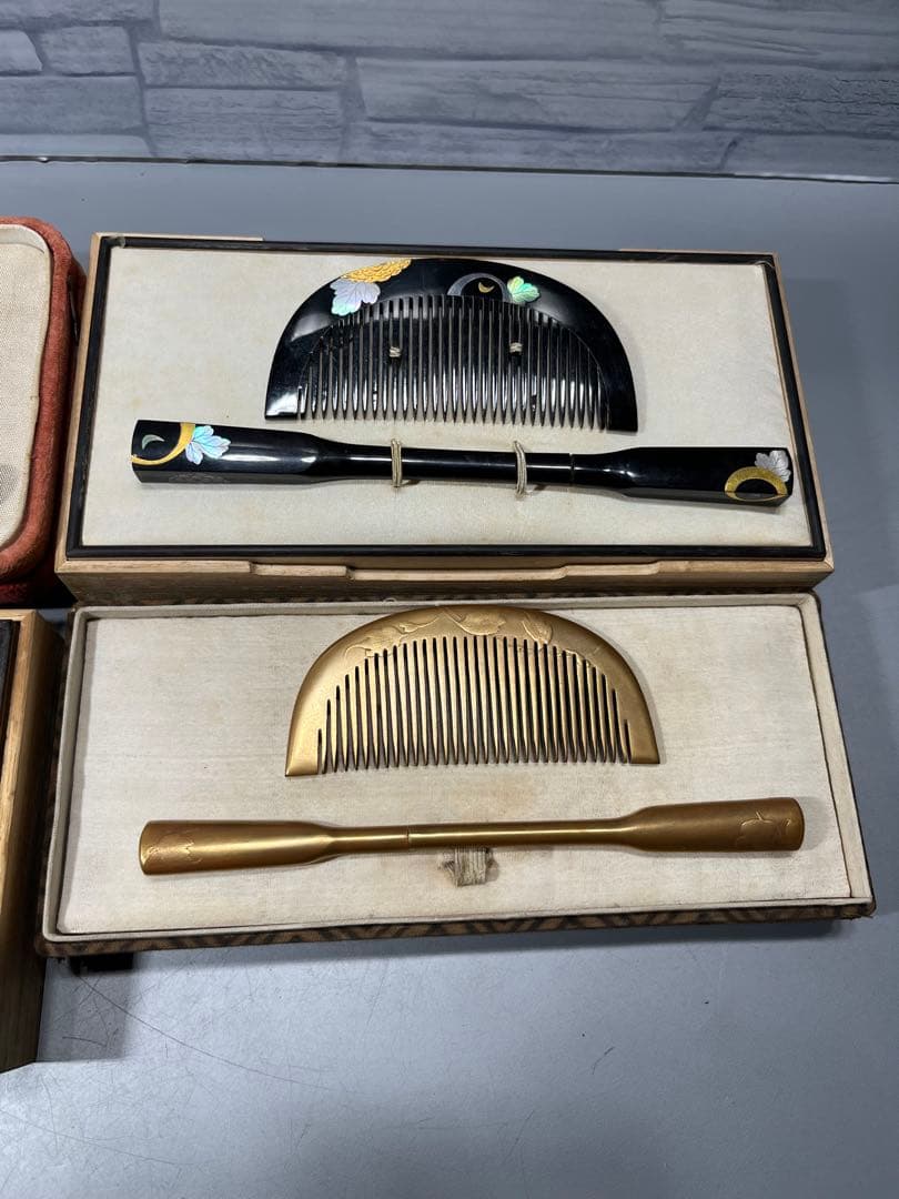 時代　蒔絵　櫛　笄　4セット