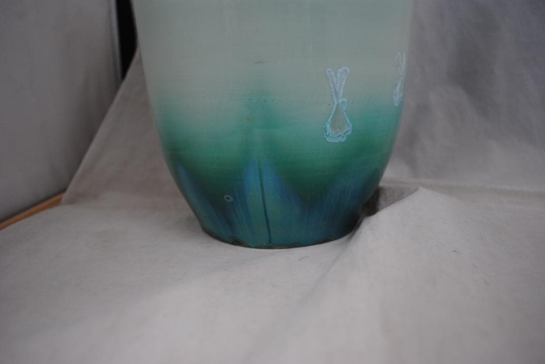 [1781]花器 彩墨結晶釉 孫超作　台湾　中国美術　古玩　陶磁器　花瓶　箱付き