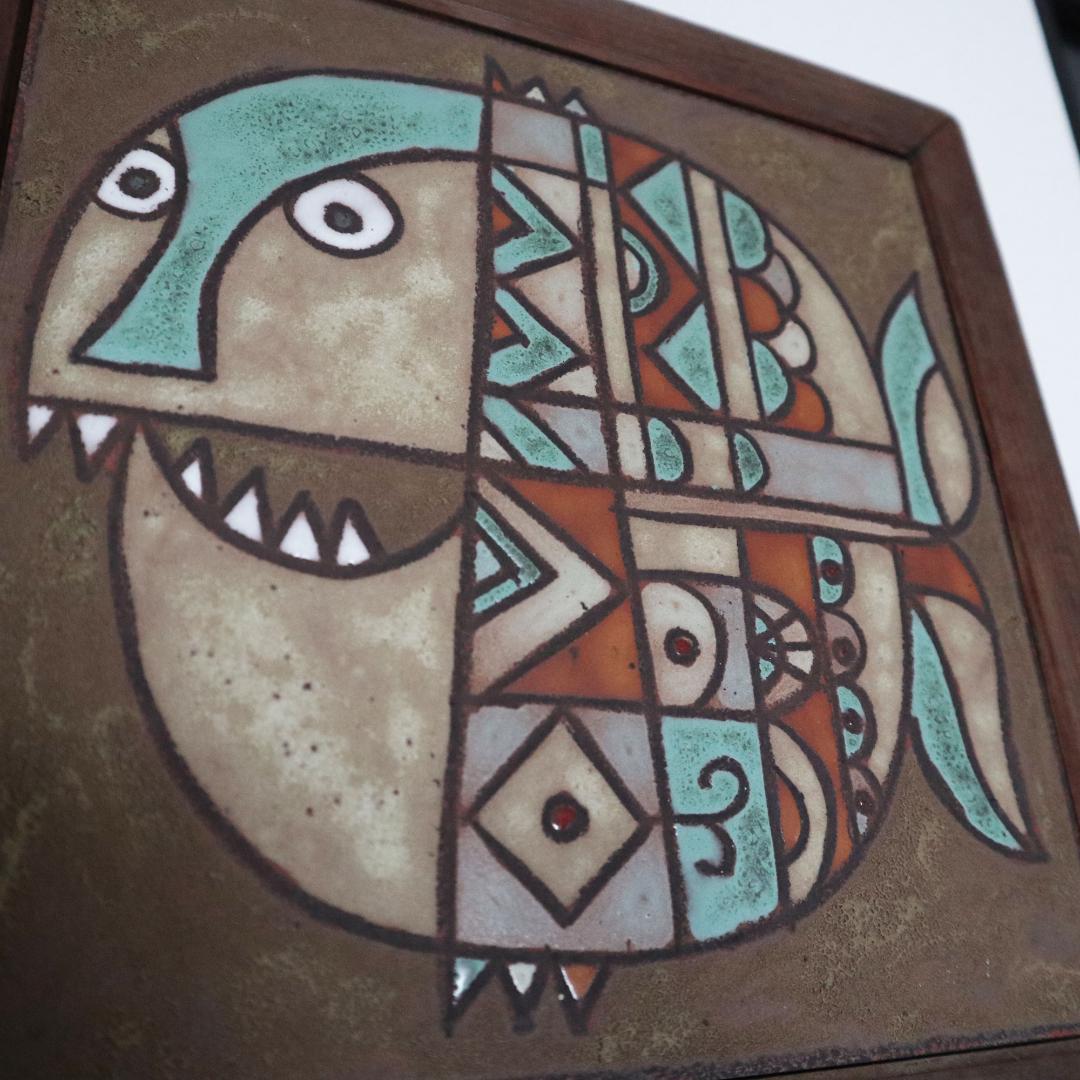 フランスビンテージ壁掛け　セラミックフィッシュ　陶器　魚