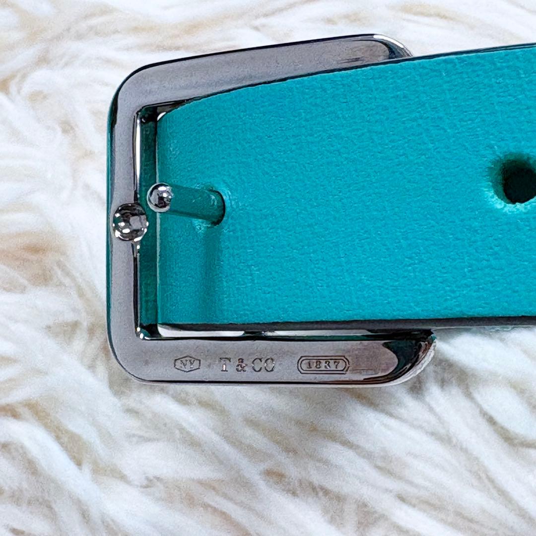 未使用級✨Tiffany レザー首輪 M プレート 金具 4段調整