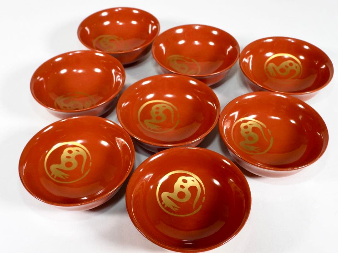 金蒔絵 木製 繪津塗 漆器 印章付吸物碗 汁椀 蓋碗 8客セット