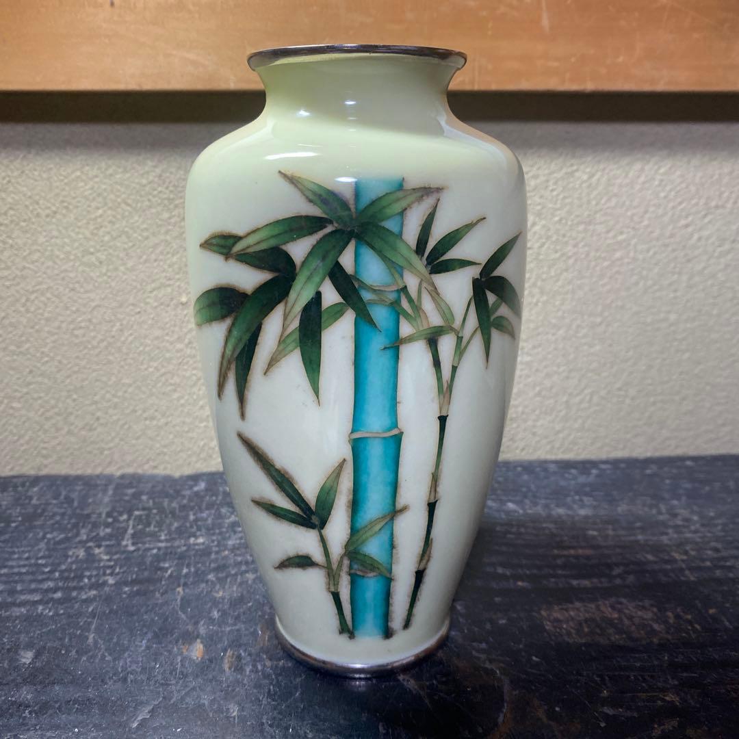 古玩　竹図七宝花瓶