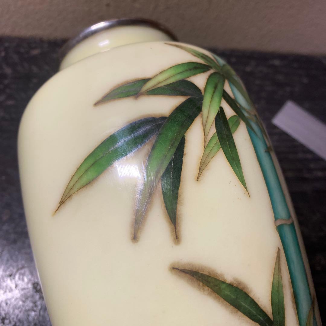 古玩　竹図七宝花瓶