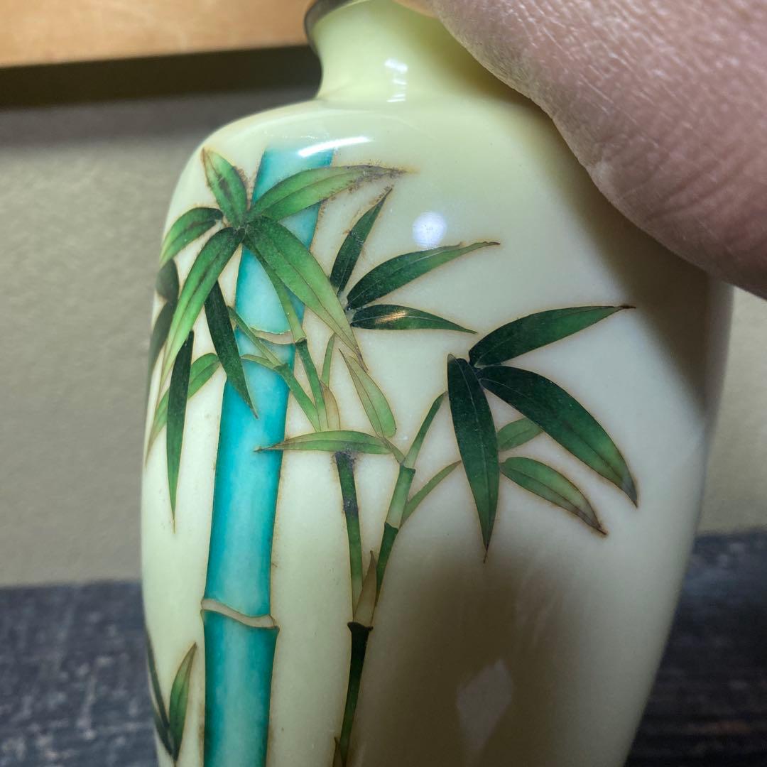 古玩　竹図七宝花瓶