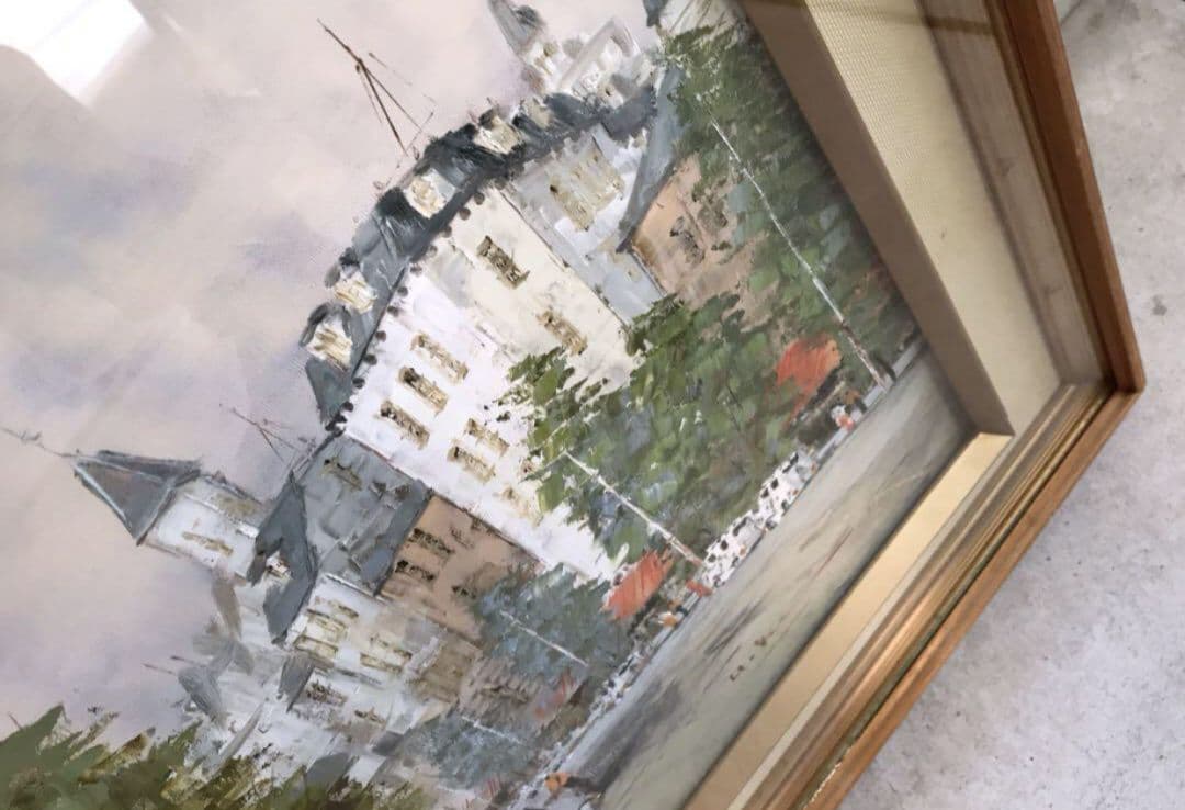 黒沢久　バリの並木路　油絵