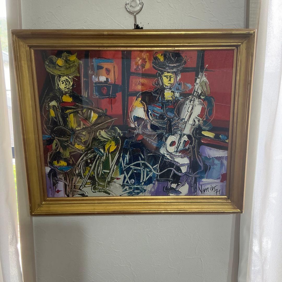 ブルーノ　ベニエール　油彩画　真作　楽師たち　アート