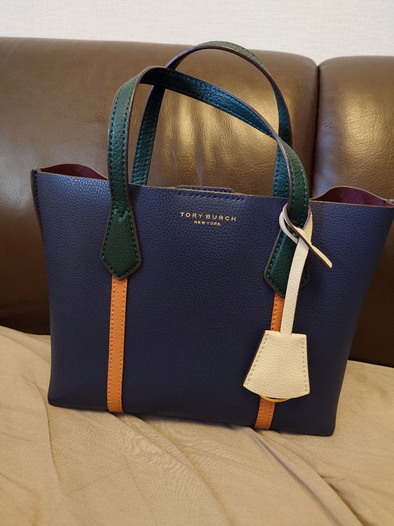 正月SALE！TORY BURCH ネイビー レザー ハンドバッグ