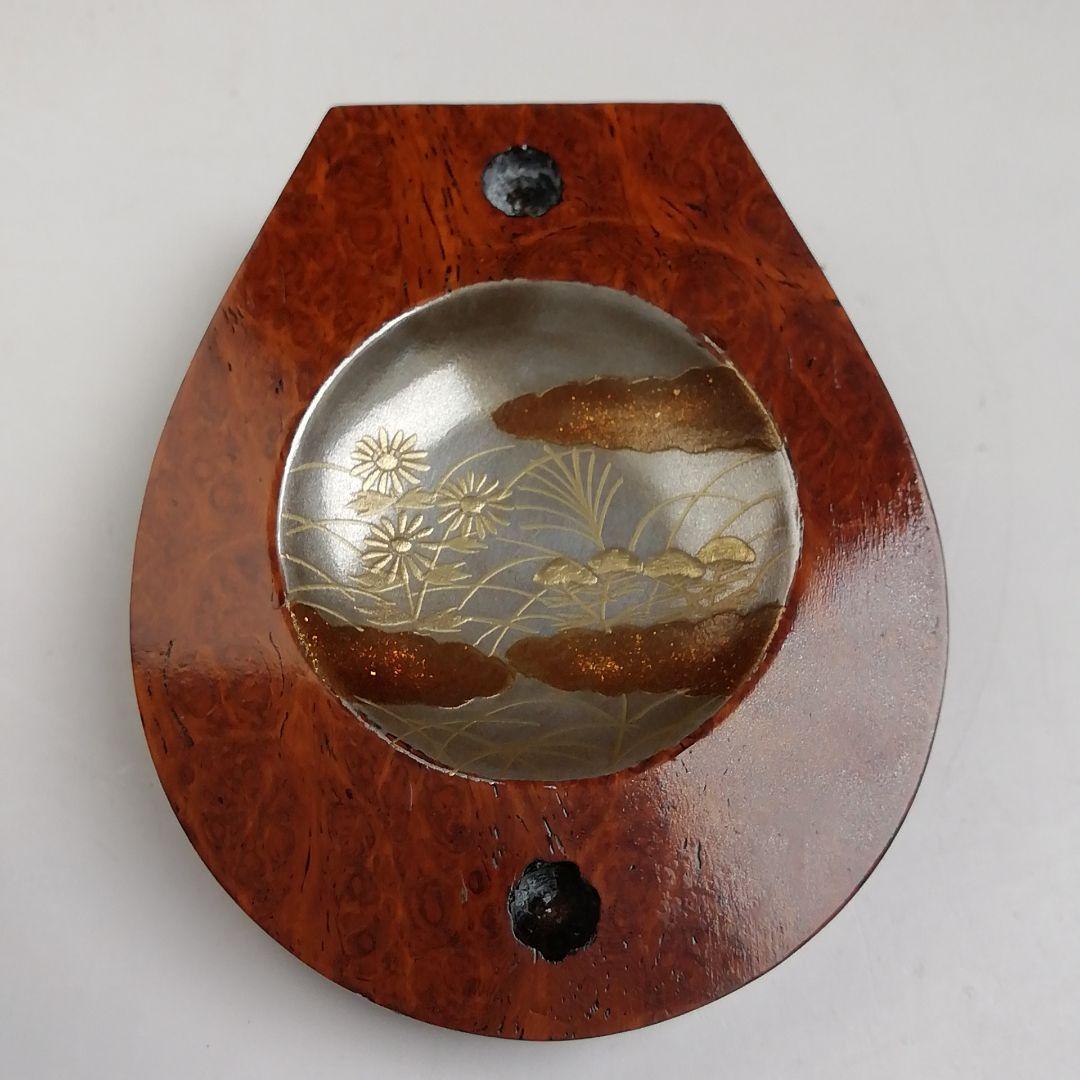 Ｔ９０１　香合　『秋草蒔絵　花梨造り』『琵琶香合』『道場宗廣 造』　共箱　茶道具