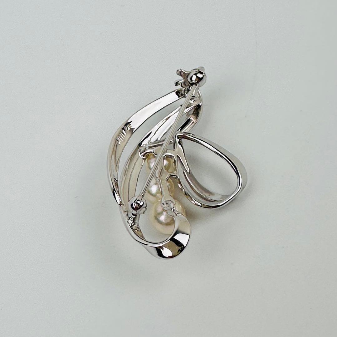 美品　ミキモト　シルバー 真珠 ブローチ　コサージュ　アクセサリー　ロゴ