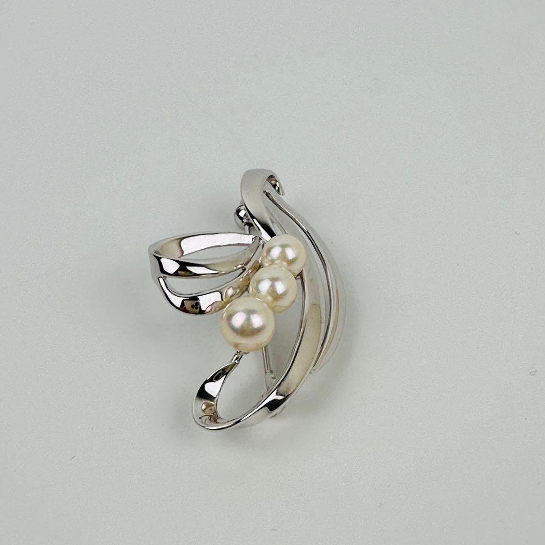 美品　ミキモト　シルバー 真珠 ブローチ　コサージュ　アクセサリー　ロゴ