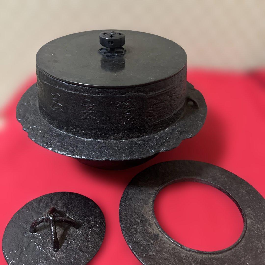 茶道具 炉釜 風炉釜 茶飯釜 替蓋　風炉兼用 茶釜