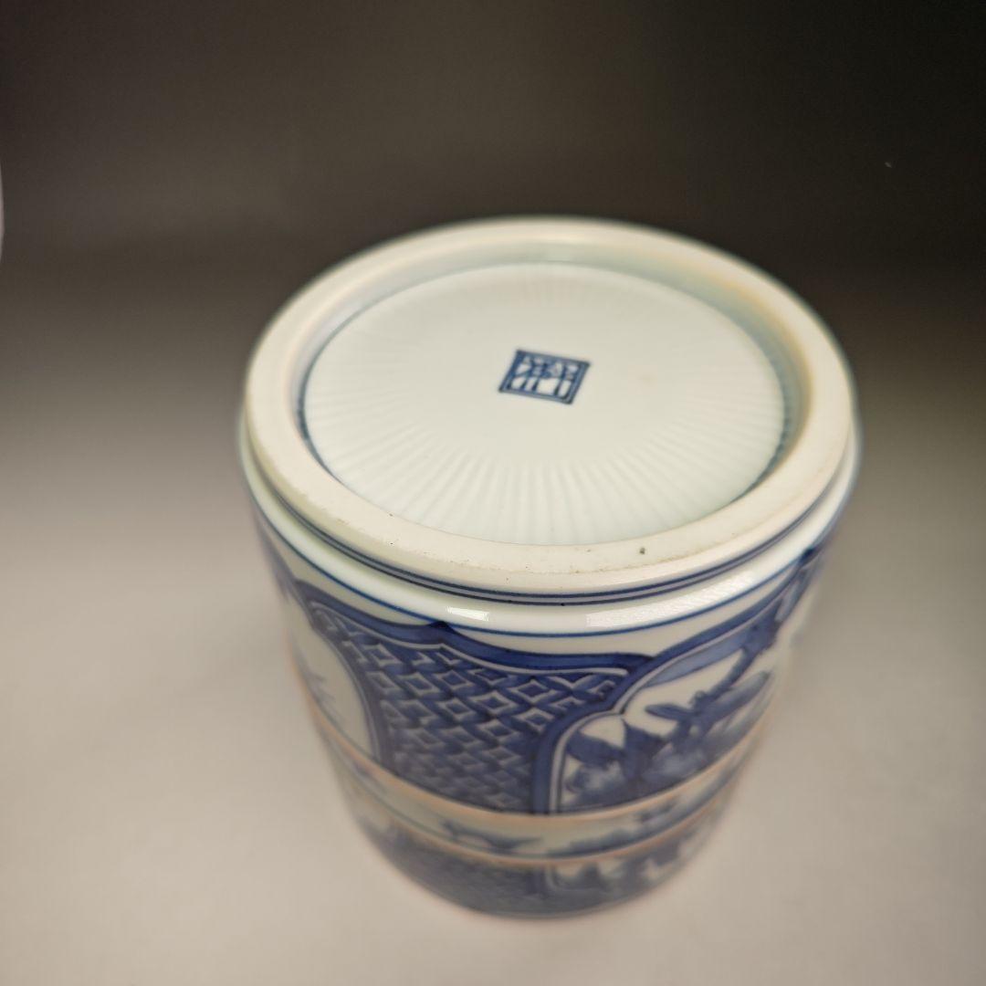 イ441 水指『清閑寺窯　杉田祥平造』『祥瑞山水同紐花鳥窓枠画水指　共箱』茶道具