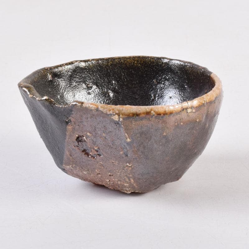 美濃焼　養心窯　樋口雅之作　織部　ぐい呑　酒盃　共布共箱　C　8404