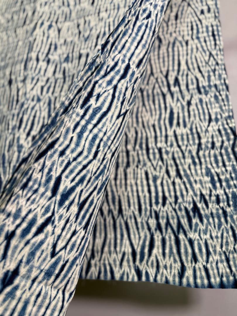 N36「有松鳴海絞り」藍染絞り作家 片野かほり 国産天然藍染 個展出品作品布